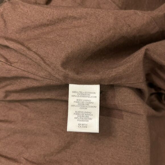 BCBGMAXAZRIA Brown Leather Moto Jacket Small Distressed Zip Pockets Boho Biker - Picture 9 of 9